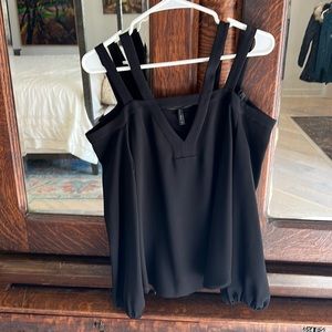 BCBG off the shoulder, V-neck Long sleeve blouse